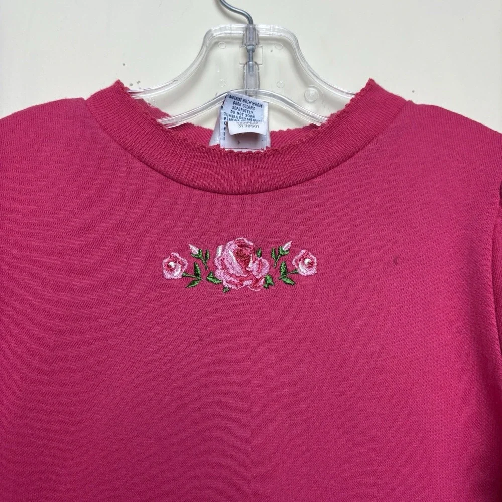 Vintage 1990s Oshkosh B'Gosh USA Girls 4T Embroidered Rose Pullover Sweatshirt
